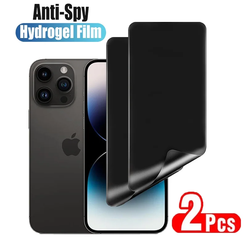 

2Pcs Anti Spy Hydrogel Film For iPhone 14 15 13 12 11 Pro Max Mini XR X XS Max Privacy Screen Protector on iPhone 8 7 6S Plus