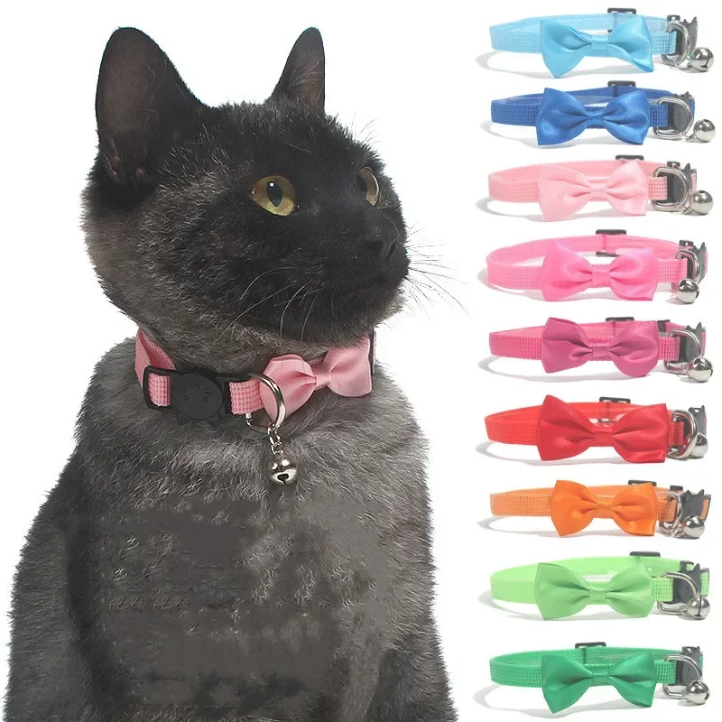

Personalized New Pet Bow Tie Pets Collars with Bells Cat Dog Necklace Adjustable Cute Collar Suitable for Small Medium Cats Dogs