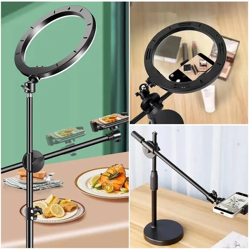 

Overhead Tripod Phone Mount Selfie Ring Light With Stand Articulating Arm Camera for Online Teaching Still Life Photography food