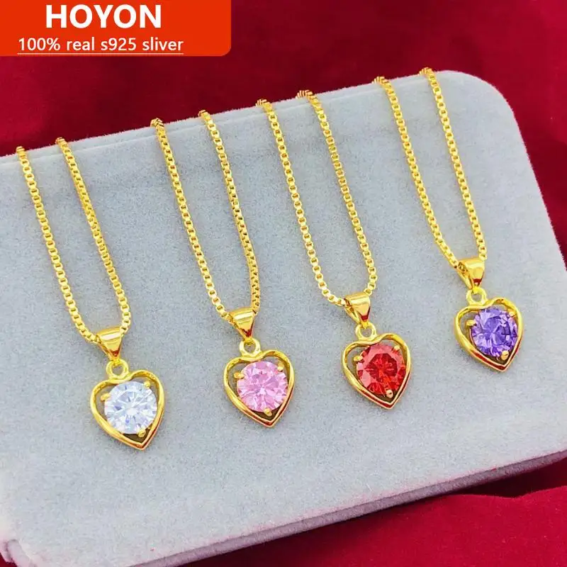 HOYON 18K Gold Color Natural Colored Love White Purple Pink Ruby Gemstone Necklace For Women Heart Pendant Wedding Jewelry Free
HOYON 18K Gold Color Natural Colored Love White Purple Pink Ruby Gemstone Necklace For Women Heart Pendant Wedding Jewelry Free
