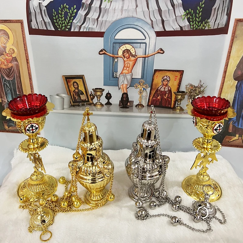 

Orthodox Censer Gold Silver Incense Burner Wall Hanging Jesus Christian Decor Church Religious Supplies курильница благвоний