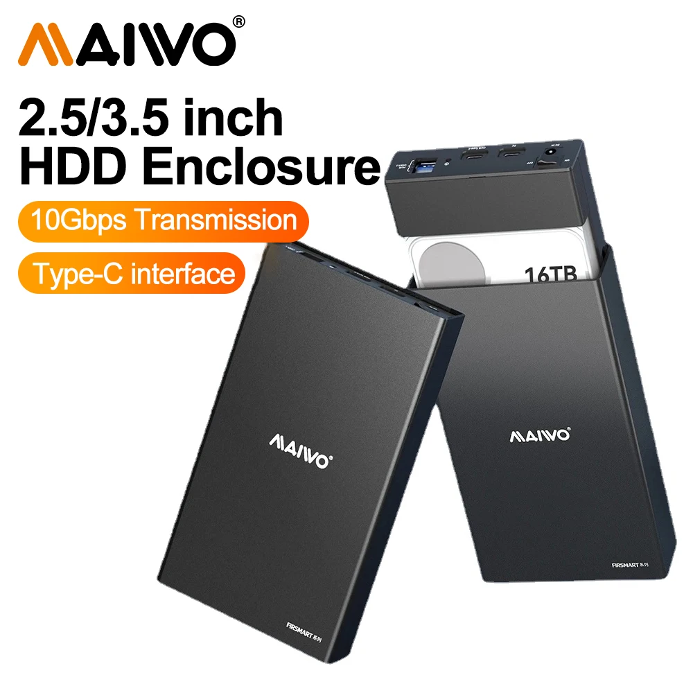

MAIWO External Hard Drive Enclosure Hub Expander for 3.5 2.5 Inch SATA SSD HDD USB C to SATA with UASP For Seagate Samsung Xbox