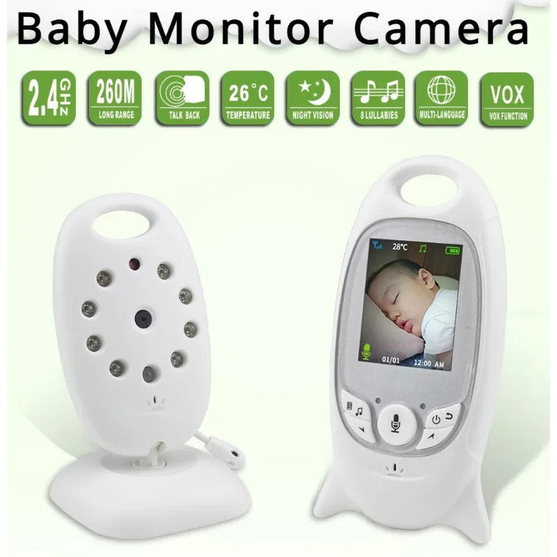 

Wireless Two-way Speaker Night Vision IR LED Temperature Monitoring 2 Inch LCD 2.4GHz Wireless Digital Video Baby Monitor
