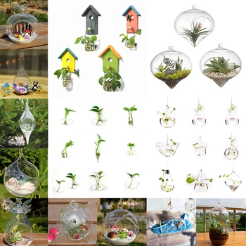 투명 유리 꽃병 벽걸이 화분 수경 식물 홀더, 꽃병 장식, 마이크로 풍경, 어항 테라리움