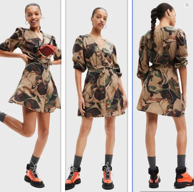 Международная торговля Оригинальное одноместное испанское неравномерное Модное Новое Платье с принтом и коротким поясом 
Международная торговля Оригинальное одноместное испанское неравномерное Модное Новое Платье с принтом и коротким поясом