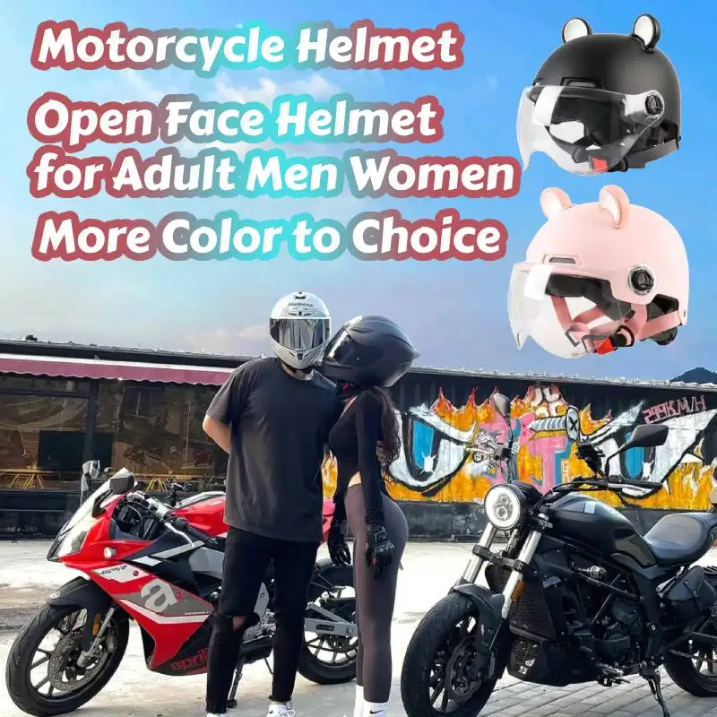Open Face Moped Helmet Fashion Lightweight Cute Novelty Accessory Half Face Helmet for Cruiser Moped Street Motorcycle Men
Open Face Moped Helmet Fashion Lightweight Cute Novelty Accessory Half Face Helmet for Cruiser Moped Street Motorcycle Men