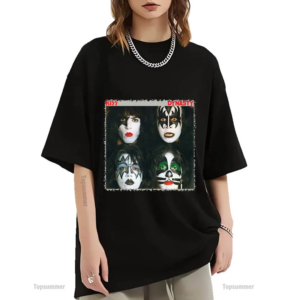 Футболка с изображением династии альбома Kiss Tour, мужская летняя модная футболка с графическим принтом, женская футболка
Футболка с изображением династии альбома Kiss Tour, мужская летняя модная футболка с графическим принтом, женская футболка