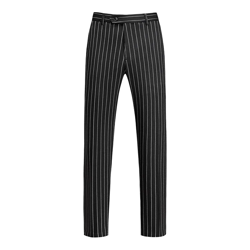 Fashion Men Double Breasted Striped Suit 2 Piece Black / Wine Red Homme Business Social Wedding Party Blazers and Trousers 233 Sea6978d271474c93a6c393675066a5aaH