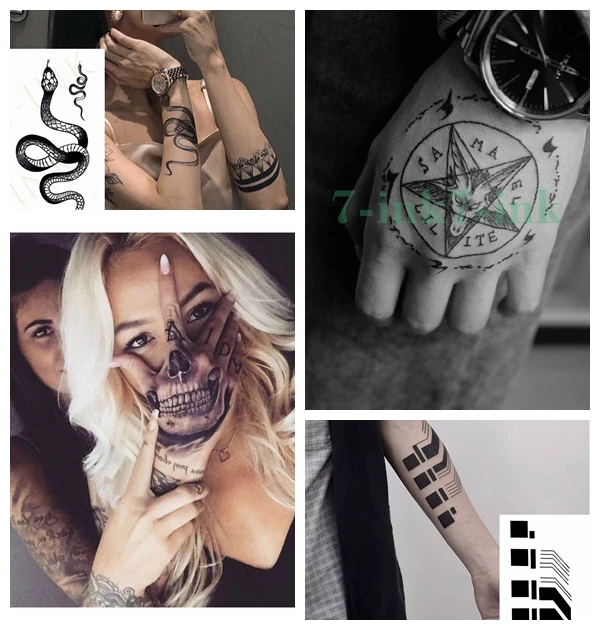 Waterproof Temporary Tatoo Sticker Dark Pentagram Snake Python Totem Art Water Transfer Fake Tattoo Flash Tatto for Men Women
Waterproof Temporary Tatoo Sticker Dark Pentagram Snake Python Totem Art Water Transfer Fake Tattoo Flash Tatto for Men Women