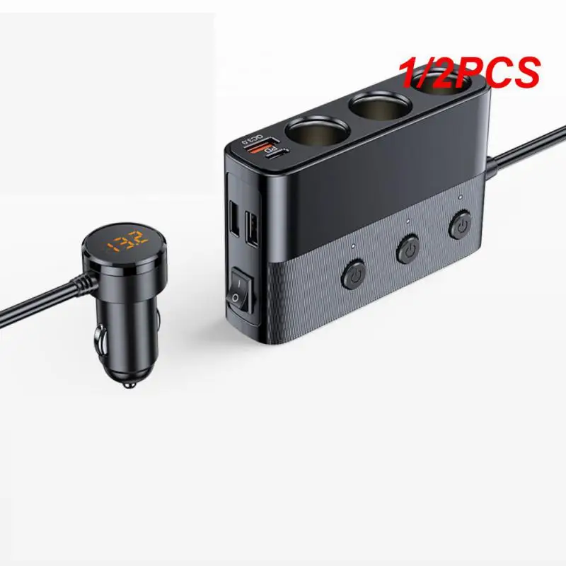 

1/2PCS Car Cigarette Lighter Socket Splitter 7 Ports QC3.0 18W PD 30W Fast Charge Independent Switch 127W High Power Adapter usb