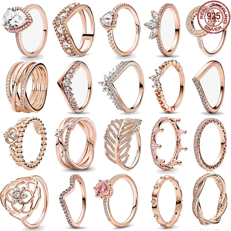 Fashion Women's Jewelry 925 Sterling Silver Classic Rose Gold Series Ring Shining Crown Charm Ring Birthday Exquisite Gift
Fashion Women's Jewelry 925 Sterling Silver Classic Rose Gold Series Ring Shining Crown Charm Ring Birthday Exquisite Gift