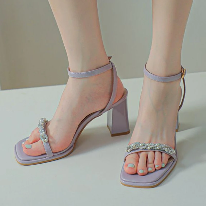 Ladies Shoes 2023 Fashion Ankle Strap Chunky Heels Women's Sandals Summer Square Toe Sequin Pearl Buckle Dress Shoes Female
Ladies Shoes 2023 Fashion Ankle Strap Chunky Heels Women's Sandals Summer Square Toe Sequin Pearl Buckle Dress Shoes Female
