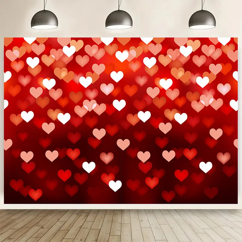 

Romantic Valentine's Day Photography Backdrops Props Red Rose Birthday Love Wedding Love Hearts Photo Studio Background VS-62