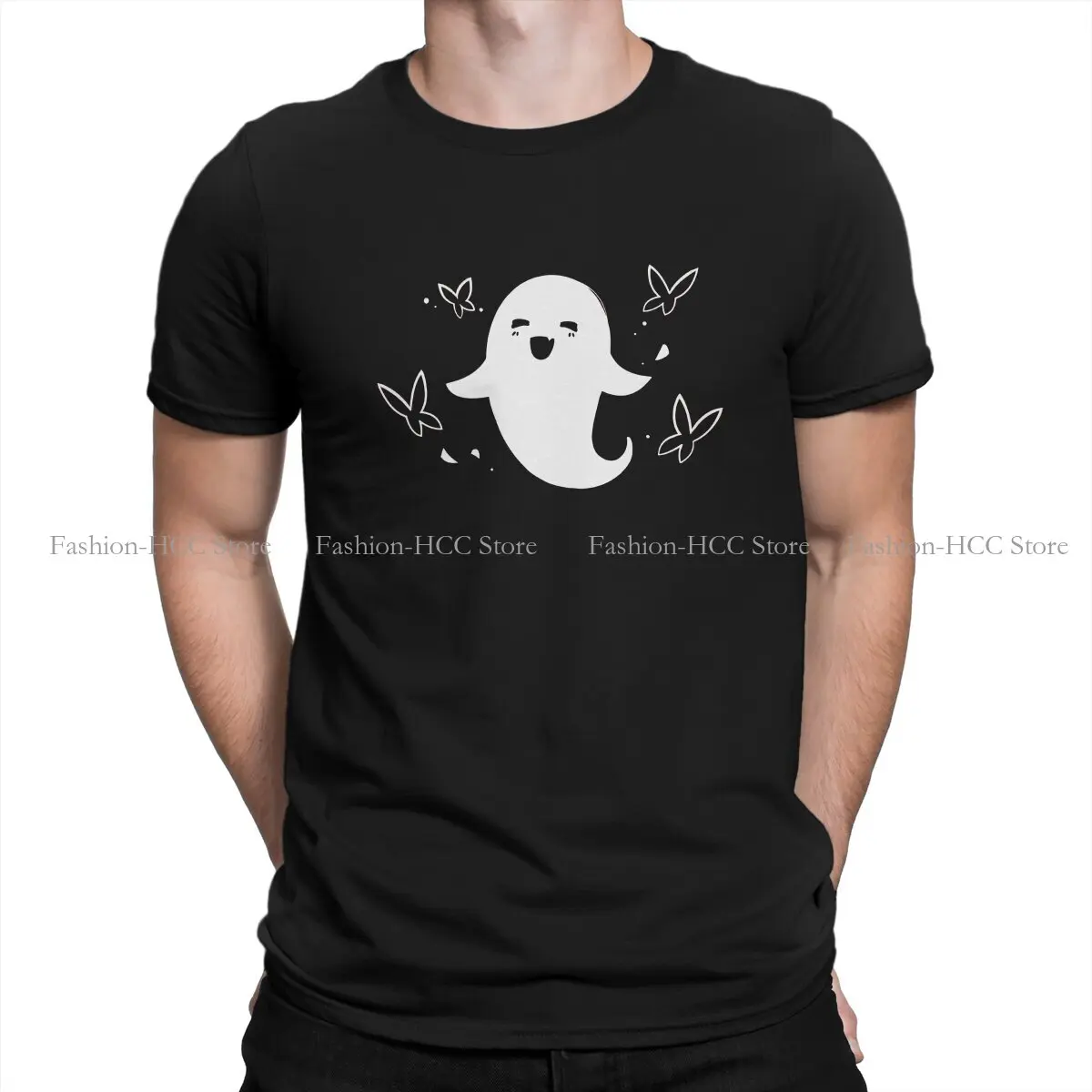 

Новейшие футболки с призраками Ху Тао, Мужская футболка из полиэстера Genshin Impact Game, графическая уличная одежда с круглым вырезом