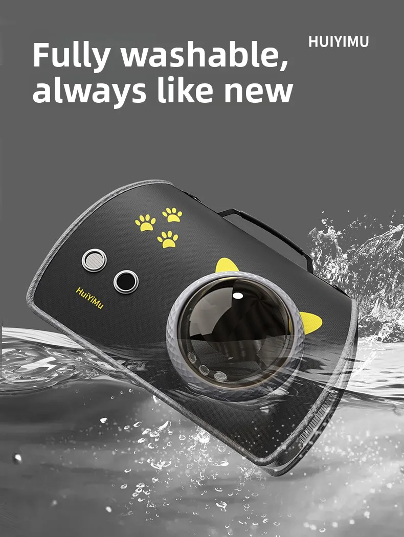 Cat Carrier Bag | Portable Space Capsule Pet Carrier Close-up of a Ragdoll cat looking through the tea-colored transparent bubble window and the interchangeable mesh ventilation window.