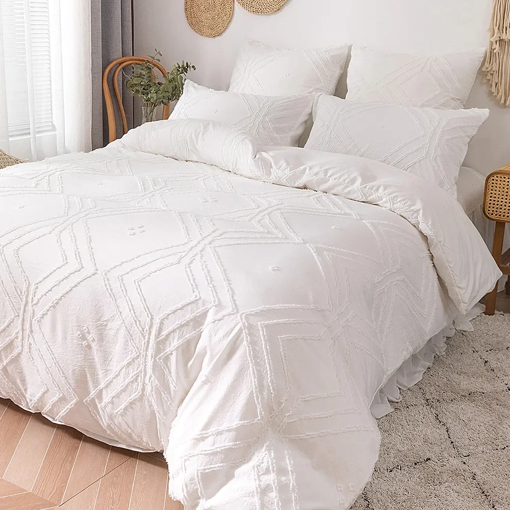 

2023 Summer White Pinch Pleat Duvet Cover 220x240cm Luxury Double Bed Quilt Size Cover King Bedding Comforter Cover Queen Set
