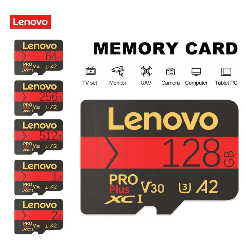 

Lenovo Memory SD Cards 128GB 2TB SD Memory Card 1TB 512GB Flash Memory 256GB A2 V30 Micro TF/SD Card for tablet/Android Phone