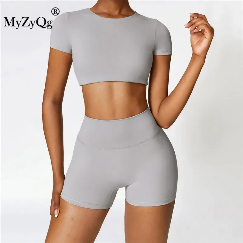 

MyZyQg Women Short Sets High Intensity Tight Yoga Short Sleeve T-shirt Outside Leisure Sports Pilate Running Fitness Shorts Suit