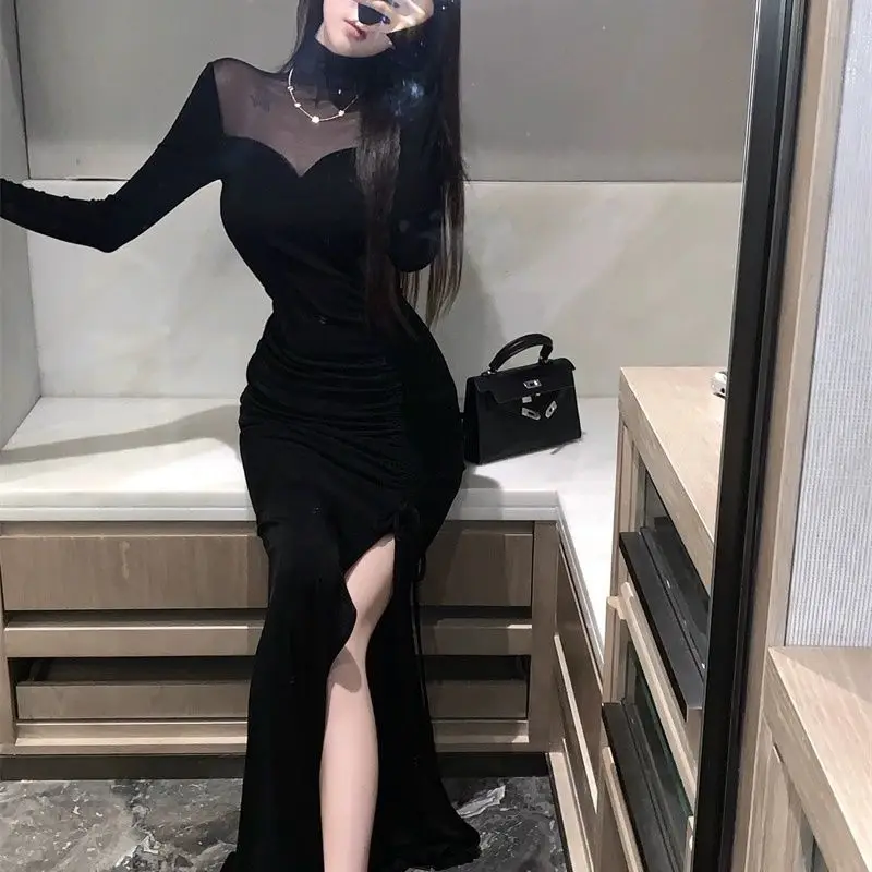 Chic Plus Size Dress with Sheer Mesh and Patchwork for Women, Featuring Irregular Split Hem, Women Clothing
Chic Plus Size Dress with Sheer Mesh and Patchwork for Women, Featuring Irregular Split Hem, Women Clothing
