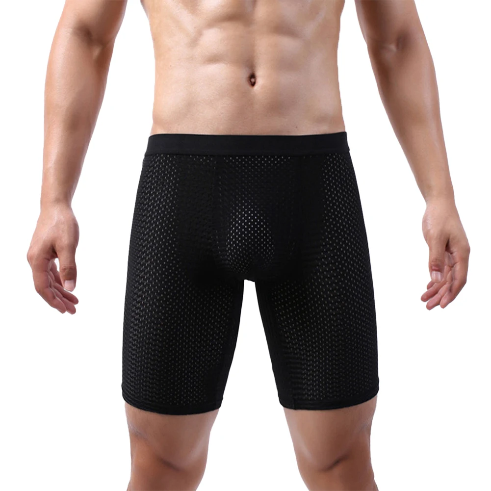 Men Ice Silk Boxers Mesh Ultra-thin Underwear Seamless Long Leg Swim Strunks Hip Lift Breathable Lenhen Briefs Solid Underpants
Men Ice Silk Boxers Mesh Ultra-thin Underwear Seamless Long Leg Swim Strunks Hip Lift Breathable Lenhen Briefs Solid Underpants