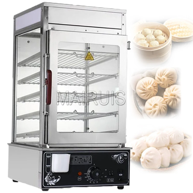 

Electric Bun Steamer Commercial 5-Layer Stainless Steel Frame with Temperature Control Steamed Bread Buns Food Warmer