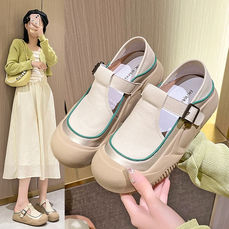 

Thick-soled Inner Increase Baotou Hollow-out Color Matching Fashion All Comfortable Non-slip Breathable Casual Women's Shoes