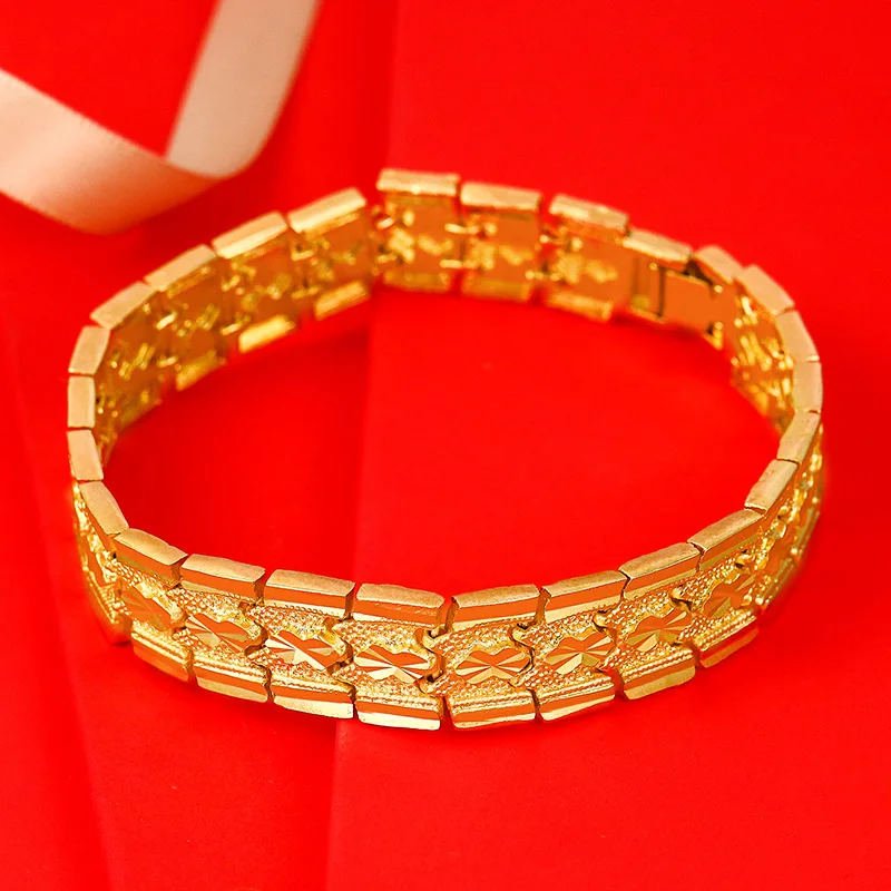 24k Yellow Gold Plated Watch Bracelet For Men Dragon pattern Male Gentleman Bracelet Hand Chain Wedding Engagement Fine Jewelry 
24k Yellow Gold Plated Watch Bracelet For Men Dragon pattern Male Gentleman Bracelet Hand Chain Wedding Engagement Fine Jewelry