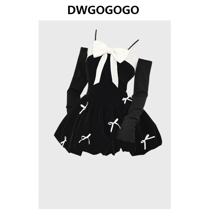 Y2K Black Slash Neck Long Sleeve Elegant Bow Chic Design A-line Mini Dress Women Short Dresses Autumn Aesthetic Clothes
Y2K Black Slash Neck Long Sleeve Elegant Bow Chic Design A-line Mini Dress Women Short Dresses Autumn Aesthetic Clothes