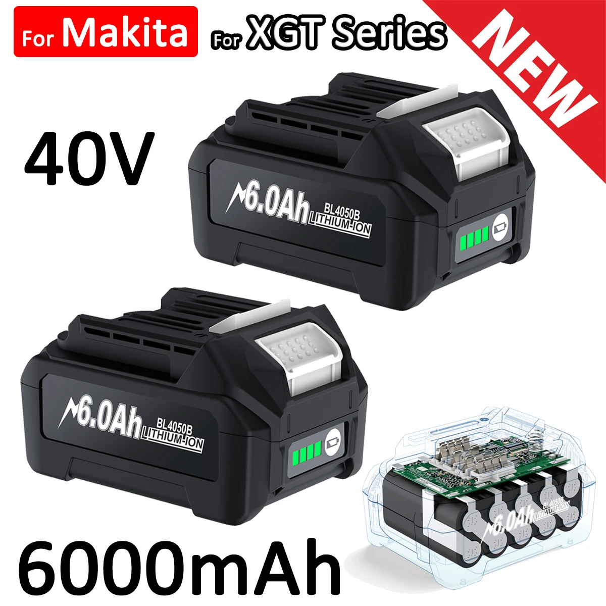 6.0Ah For Makita 40V Battery Li-ion Battery For XGT 40V BL4025 BL4040 BL4020 BL4050 BL4060 BL4050B Electric Drill Screwdriver
6.0Ah For Makita 40V Battery Li-ion Battery For XGT 40V BL4025 BL4040 BL4020 BL4050 BL4060 BL4050B Electric Drill Screwdriver
