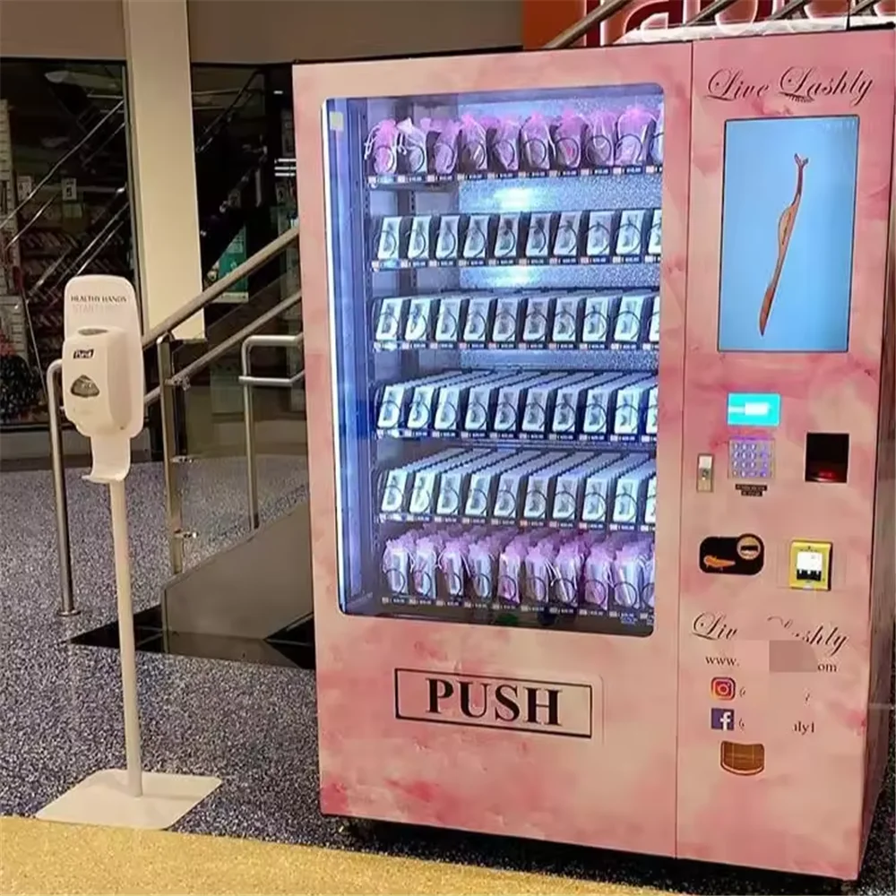 

Custom Design Beauty Vending Machine Touch Screen Vending Machines for Hair Mask Lash Extensions Makeup Smart Mall Kiosk Display