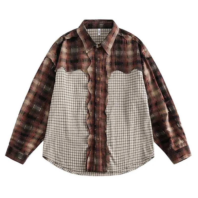 Vintage Hip Hop Fashion Shirts Men Harakuju Streetwear Button Up Blouse Color Block Patchwork
Vintage Hip Hop Fashion Shirts Men Harakuju Streetwear Button Up Blouse Color Block Patchwork