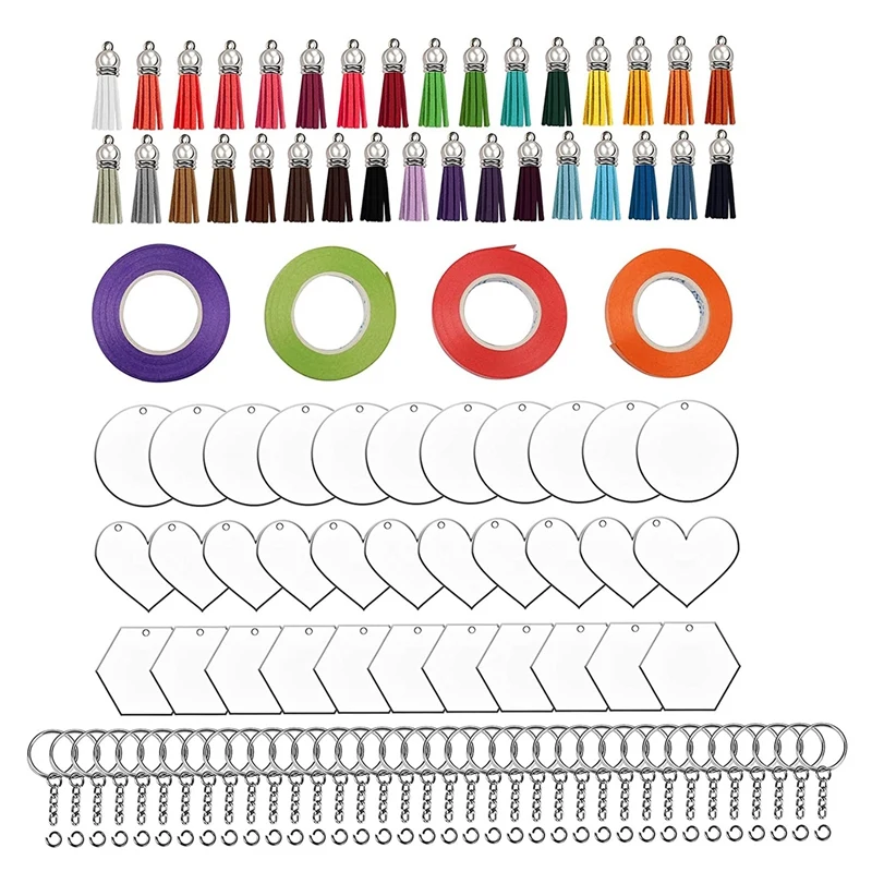 Набор из 148 акриловых заготовок для брелоков, в комплект входит 36X (пустые, кисточки, кольца для брелоков и Колечки) + 4 ленты для рукоделия
Набор из 148 акриловых заготовок для брелоков, в комплект входит 36X (пустые, кисточки, кольца для брелоков и Колечки) + 4 ленты для рукоделия
