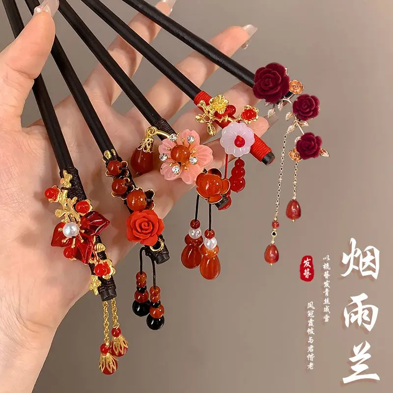 Vintage Wine Red Rose Flower Sandalwood Disc Hair Hairpin Antique Hanfu Cheongsam Daily Meatballs Chinese Style Hair Accessories
Vintage Wine Red Rose Flower Sandalwood Disc Hair Hairpin Antique Hanfu Cheongsam Daily Meatballs Chinese Style Hair Accessories