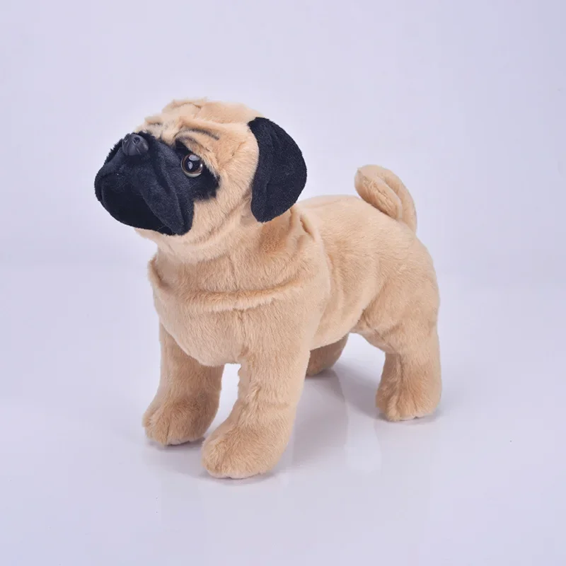 

Реалистичная стоящая собака мопса 33 см [забавная], плюшевые игрушки, мягкая собака, мягкие игрушки-животные, кукла на день рождения, рождественские подарки для детей