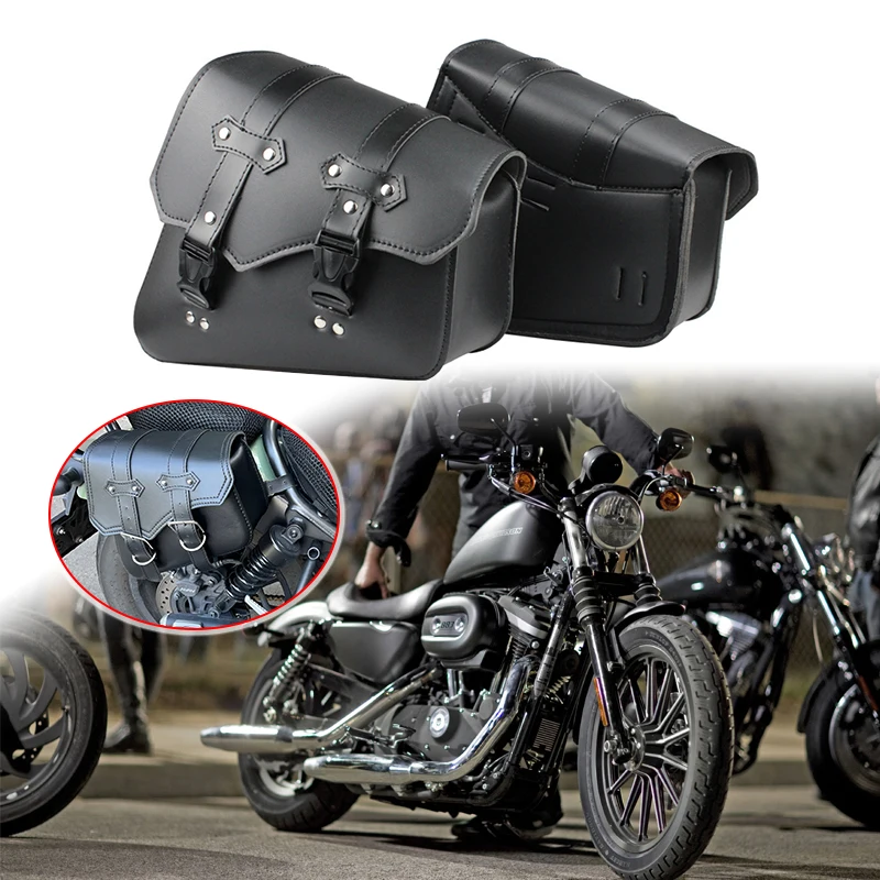 

1 PC Universal Motorcycle PU Leather Saddlebags Side Tool Pouch Bag Luggage Saddle Bag Fit For Sportster XL 883 1200 48 72