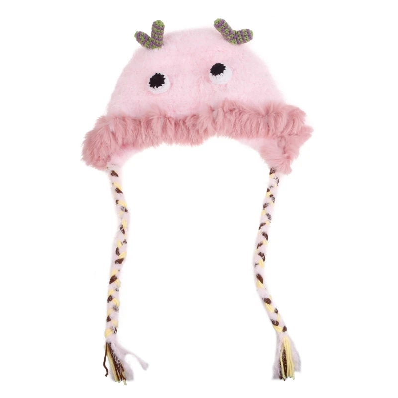 

Girls Devil Hat with Eye Furry Devil Hat Gifts Warm Winter Hat Adult Children Furry Horn Winter Photo Props
