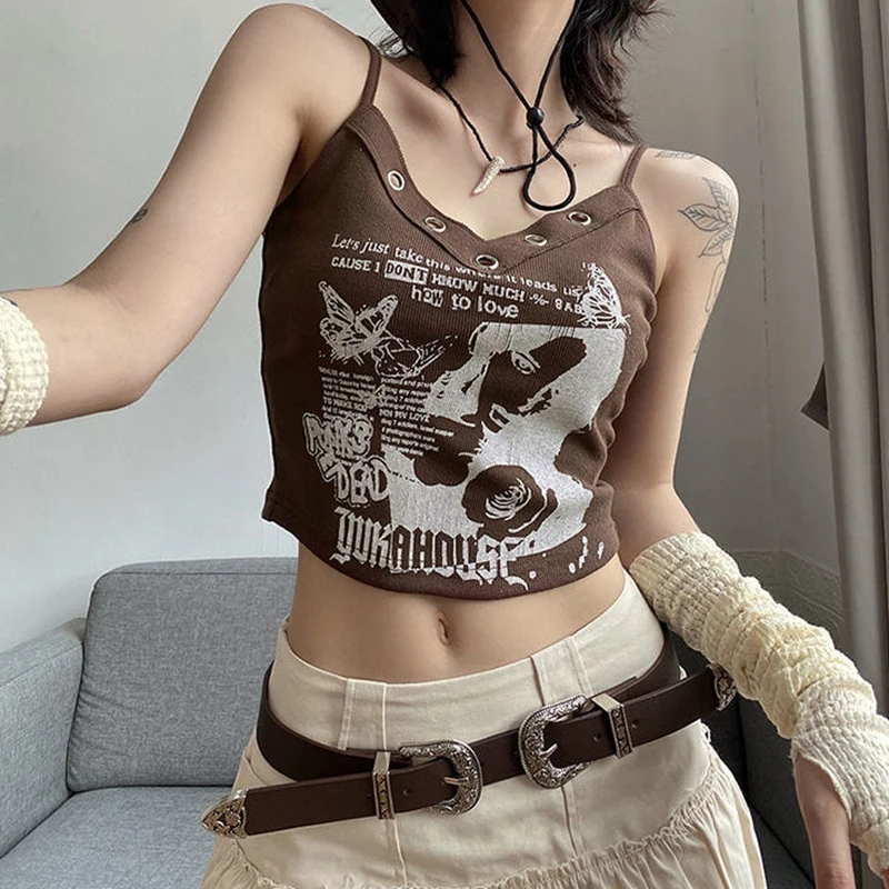 Brown Crop Top Women Butterfly Print Sleeveless Summer Tank Tops 2023 New Y2K Fairycore Cute Streetwear Sexy Corsets for Women
Brown Crop Top Women Butterfly Print Sleeveless Summer Tank Tops 2023 New Y2K Fairycore Cute Streetwear Sexy Corsets for Women