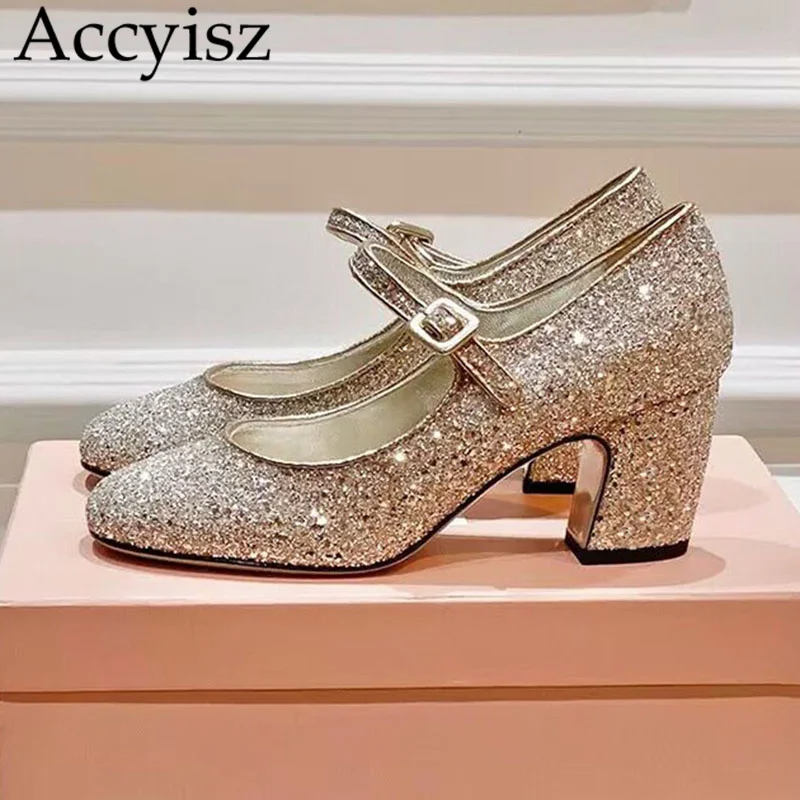 Crystal Bling Chunky Heel Ladies Shoes Round Toe Genuine Leather Fashion High Heel Single Shoes Belt Buckle Party Wedding Shoes
Crystal Bling Chunky Heel Ladies Shoes Round Toe Genuine Leather Fashion High Heel Single Shoes Belt Buckle Party Wedding Shoes