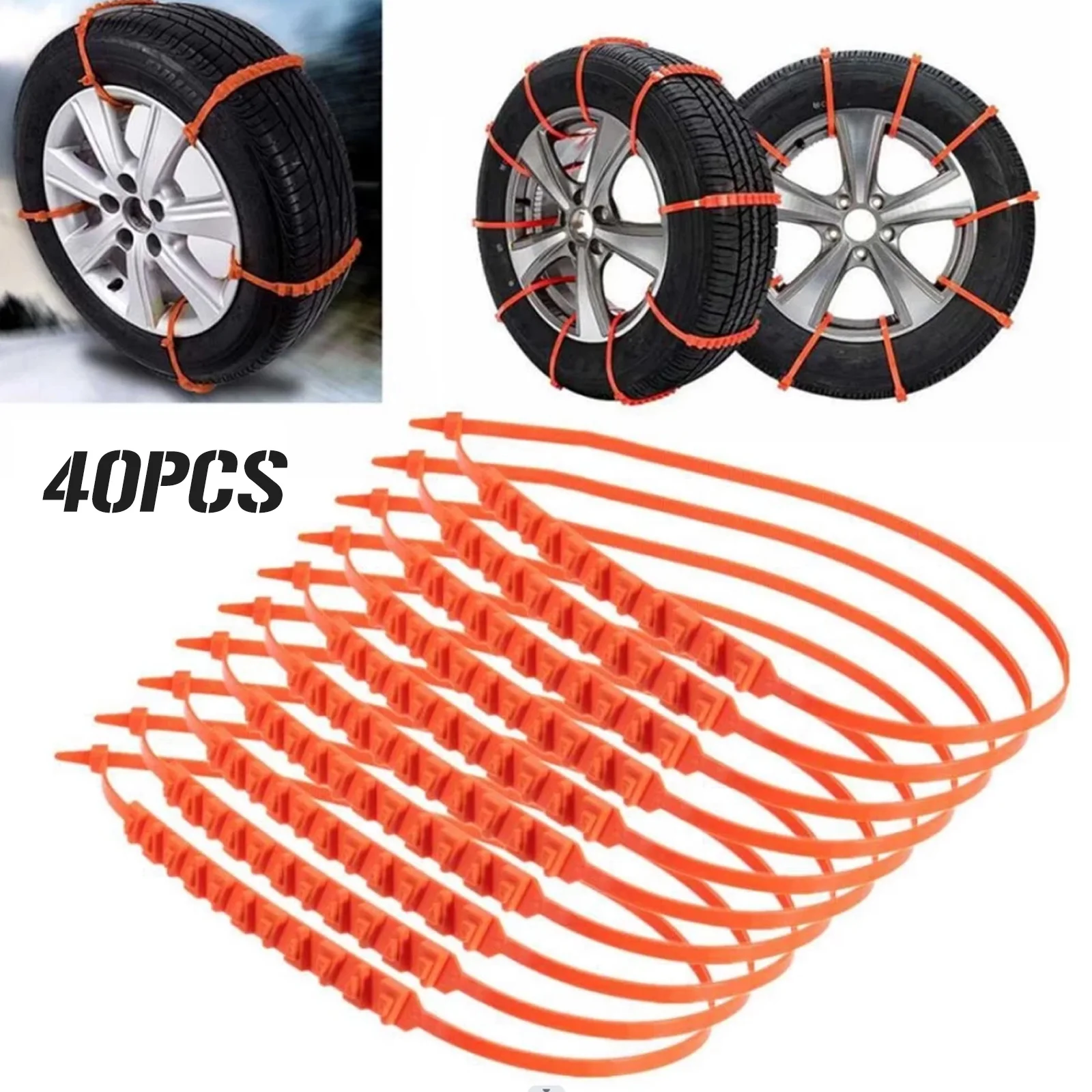 

10/20/30/40pcs Car Universal Anti Slip Snow Chains Nylon for Car Truck Snow Mud Wheel Tyre Tire Cable Ties Car Snow Chains