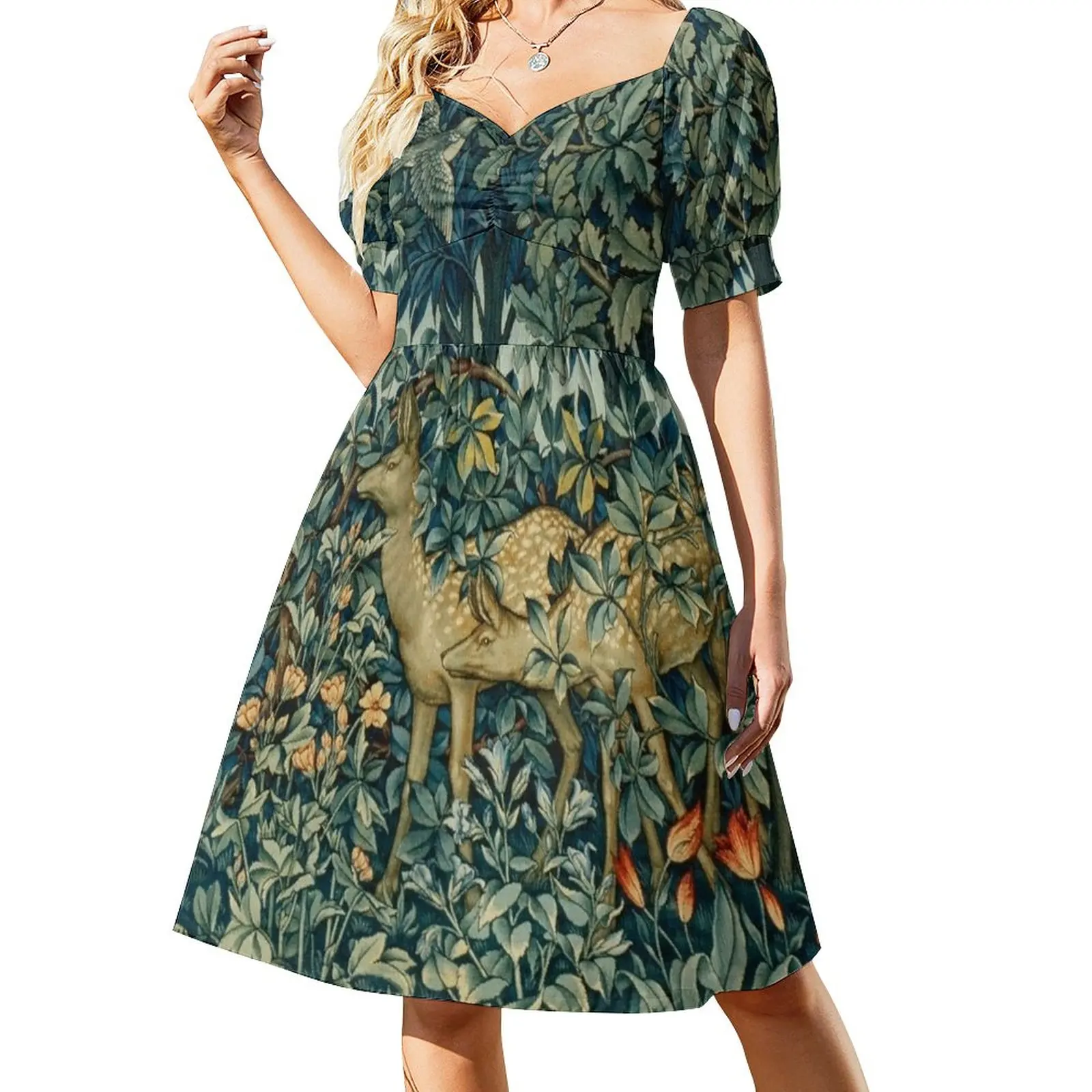 GREENERY,TWO DOES AND BIRDS IN FOREST BlueGreen Floral Tapestry Dress dress for woman clothes for women
GREENERY,TWO DOES AND BIRDS IN FOREST BlueGreen Floral Tapestry Dress dress for woman clothes for women