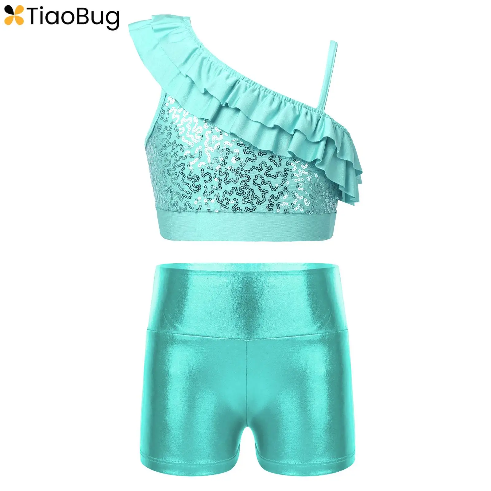 Kids Girls Sleeveless Sequins Ballet Dance Crop Top with Metallic Short Sets Jazz Hip Hop Stage Performance Costume Dancewear
Kids Girls Sleeveless Sequins Ballet Dance Crop Top with Metallic Short Sets Jazz Hip Hop Stage Performance Costume Dancewear