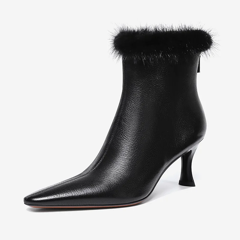 Winter New Fashion Elegant High Heel Women's Boots Sheepskin Mink Hair Real Leather Boots with Crystal Velvet Lining for warmth
Winter New Fashion Elegant High Heel Women's Boots Sheepskin Mink Hair Real Leather Boots with Crystal Velvet Lining for warmth