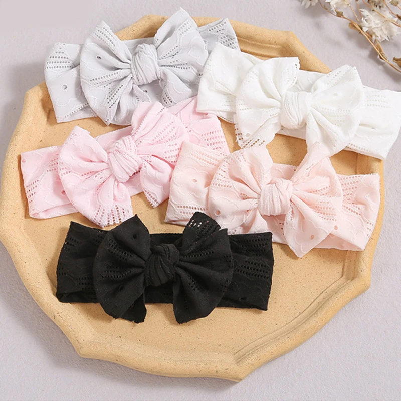 

Cute Newborns Bowknot Hairbands Summer Thin Hair Ribbon For Baby Girl Elastic Headbands Solid Color Bow Knot Hair Band Headdress