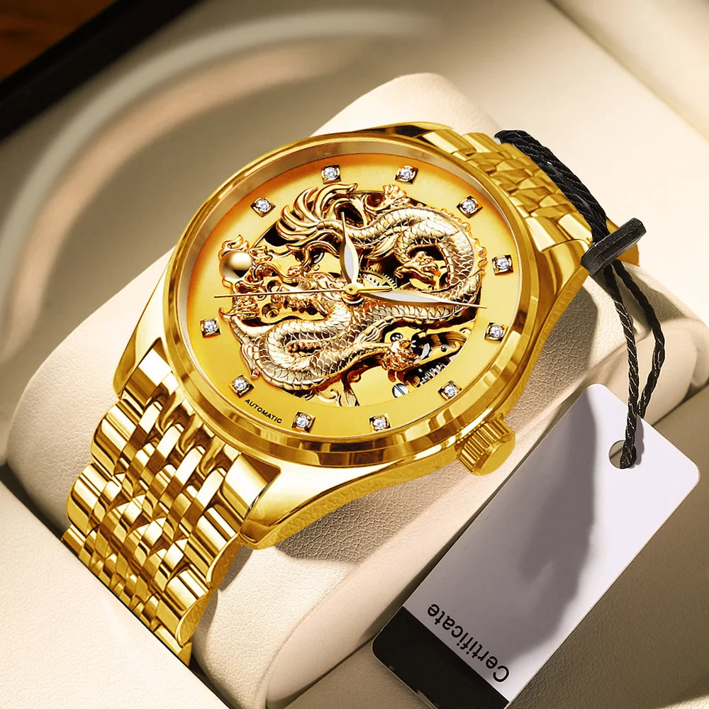 

Full Golden Mechanical Sport Design Fashion Watch Mens Watches Top Brand Luxury Montre Homme Clock Men Automatic Skeleton Watch