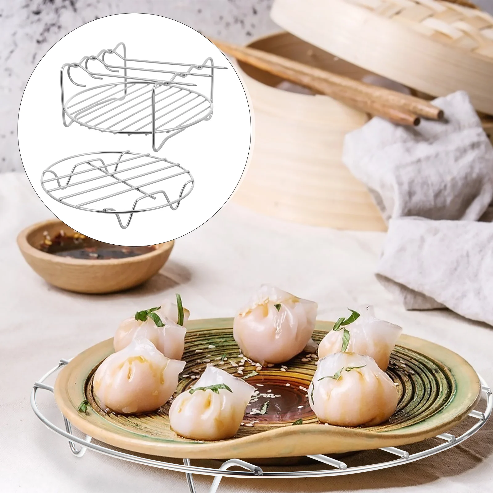 2pcs 6inch Round Cooking Cooling Racks Stainless Steel Steaming Rack Air Fryer Cooking Steamer Rack for Air Fryer Stockpot
2pcs 6inch Round Cooking Cooling Racks Stainless Steel Steaming Rack Air Fryer Cooking Steamer Rack for Air Fryer Stockpot