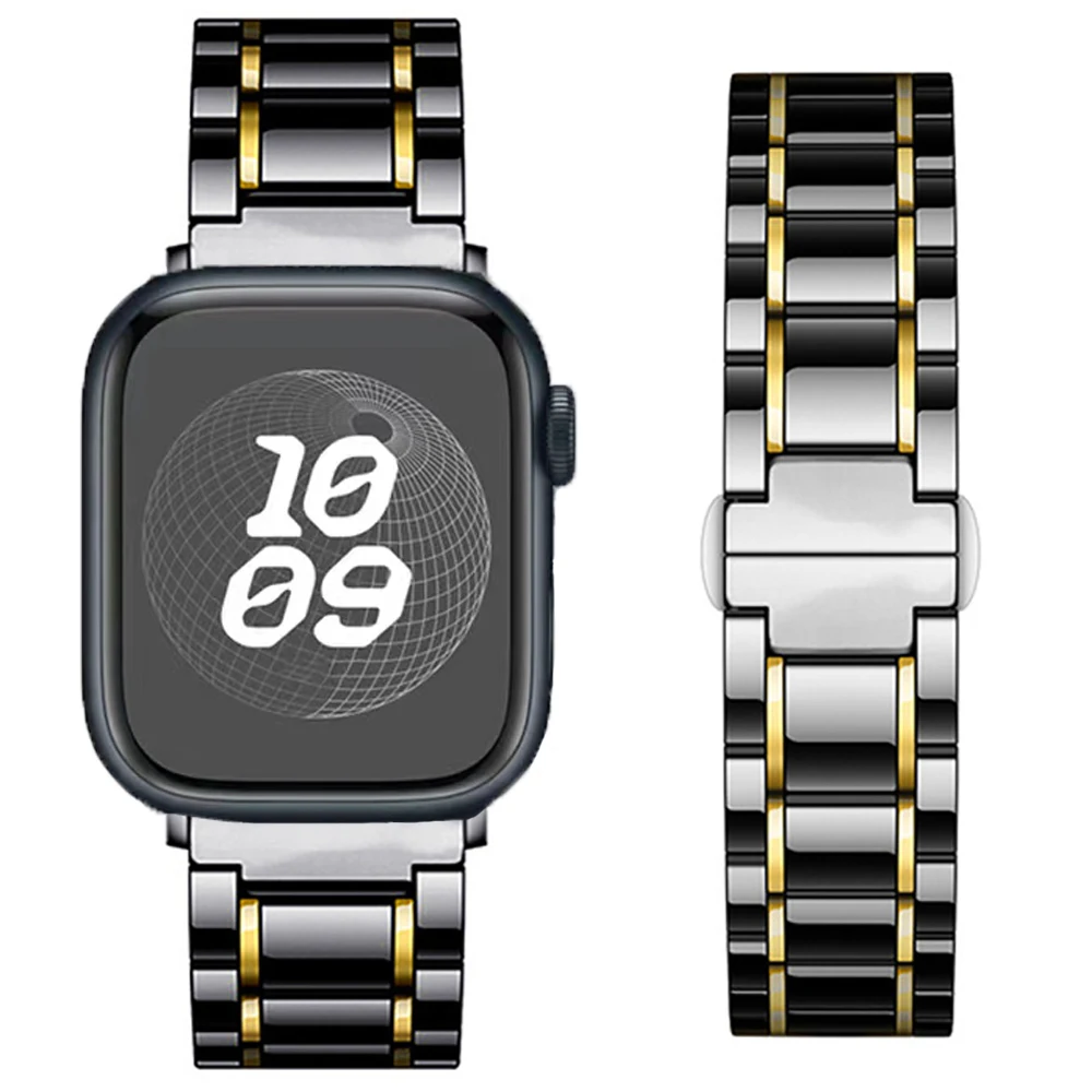 Ceramic Strap for Apple Watch Series 9 8 7 45mm 41mm Ultra 49mm Butterfly buckle Bracelet iWatch 6 5 4 3 SE2 44mm 40mm 42mm 38mm
Ceramic Strap for Apple Watch Series 9 8 7 45mm 41mm Ultra 49mm Butterfly buckle Bracelet iWatch 6 5 4 3 SE2 44mm 40mm 42mm 38mm
