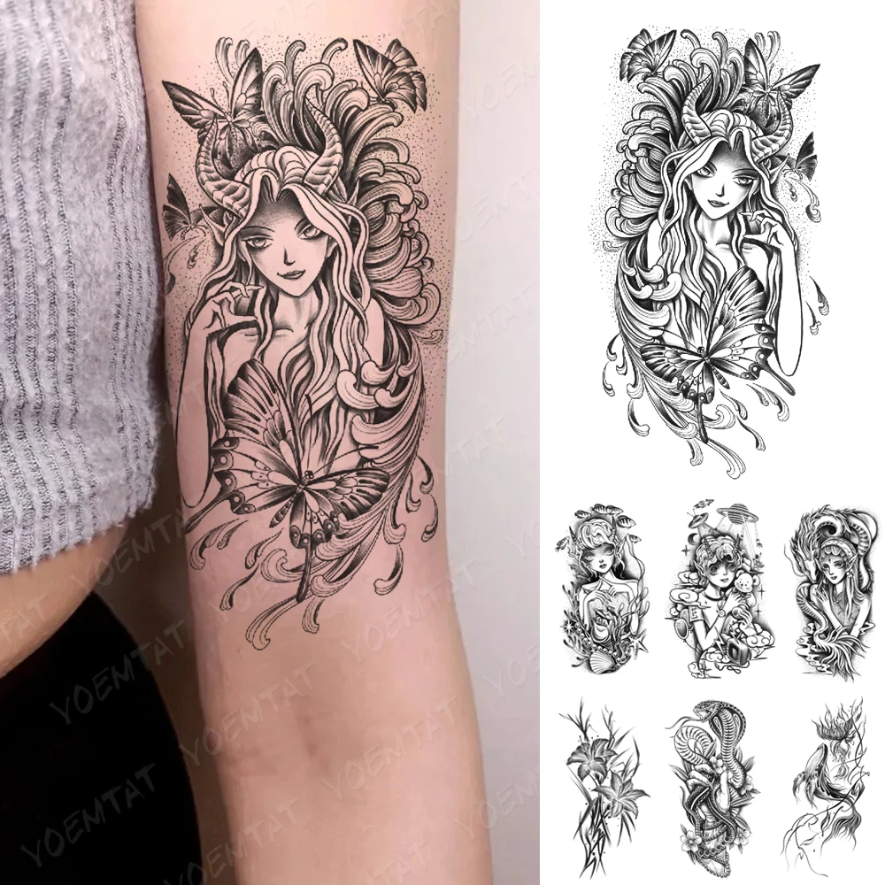 Waterproof Temporary Tattoo Sticker Evil Witch Sadan Medusa Butterfly Flower Body Art Snake Flash Tatoo Arm Women Men Fake Tato
Waterproof Temporary Tattoo Sticker Evil Witch Sadan Medusa Butterfly Flower Body Art Snake Flash Tatoo Arm Women Men Fake Tato
