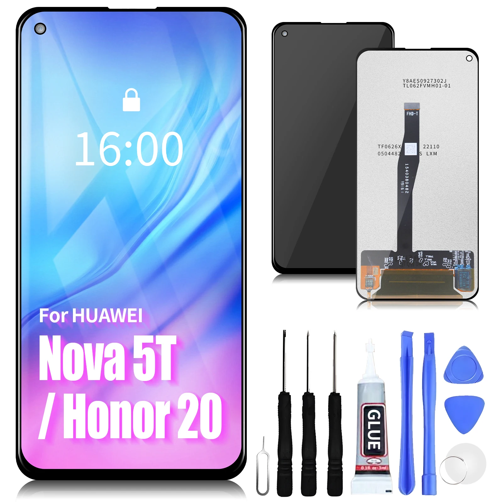 

6.26''For HUAWEI Nova 5T Honor 20 YAL-L21 L61 L71 L61D LCD Display Touch Screen Digitizer Assembly Replacement