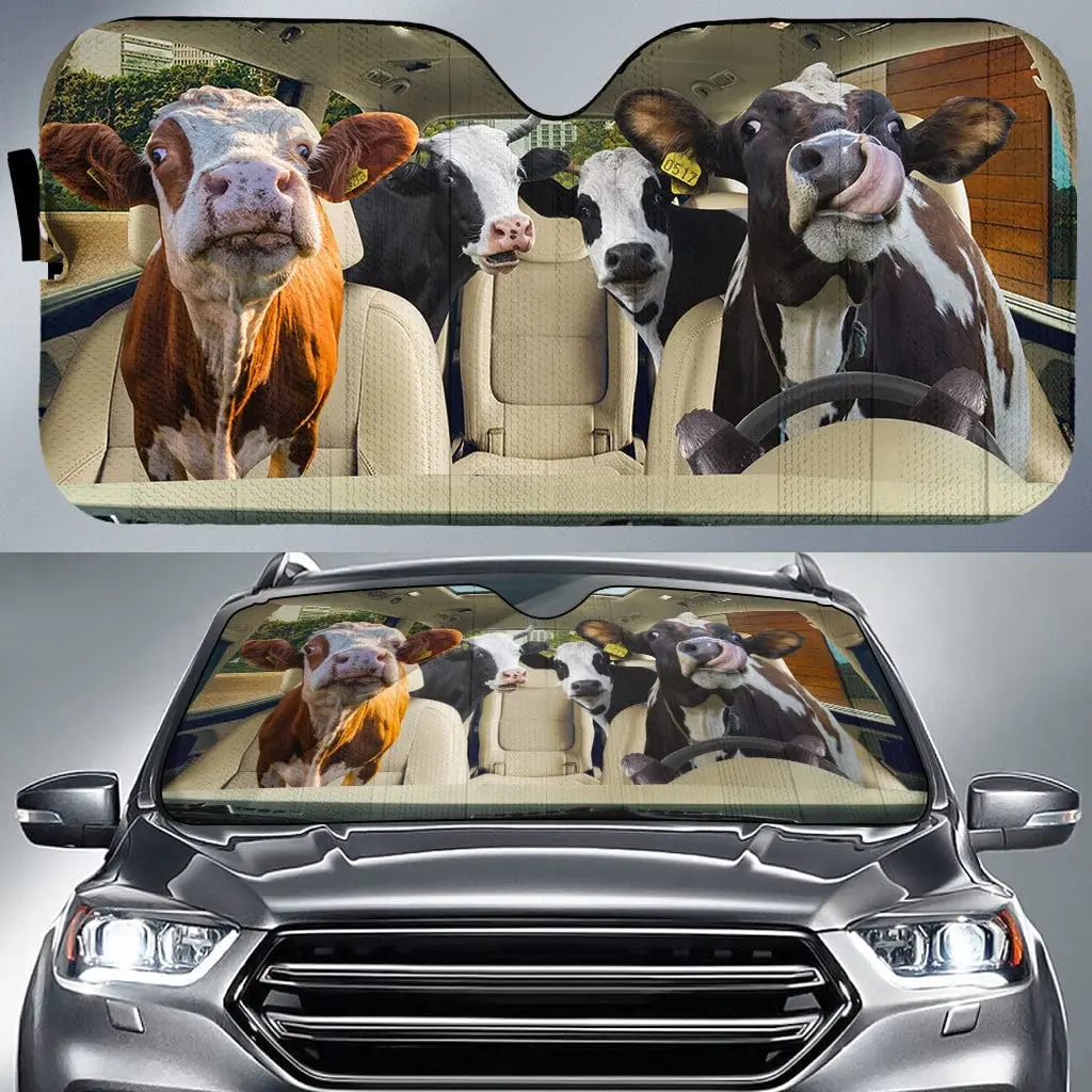 Funny cow family driving car sunshade, car windshield sun visor for uv sun protection car sunshade 
Funny cow family driving car sunshade, car windshield sun visor for uv sun protection car sunshade