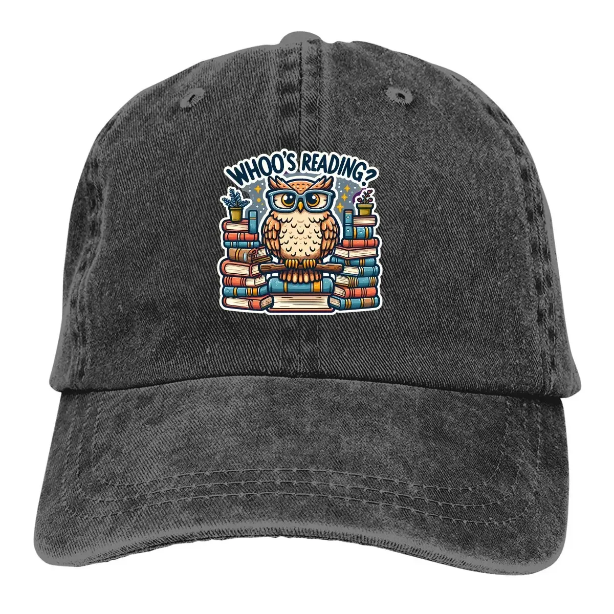 

Owl On The Stack Of Books Baseball Caps Peaked Cap Cartoon Animation About Books Sun Shade Hats for Men Women